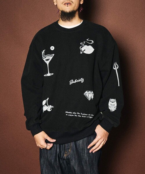 Subciety（サブサエティ）の「Varsity sweatshirt（スウェット・メンズ・ホワイト/ブラック・SMALL/MEDIUM/LARGE/X-LARGE）」の5枚目の写真