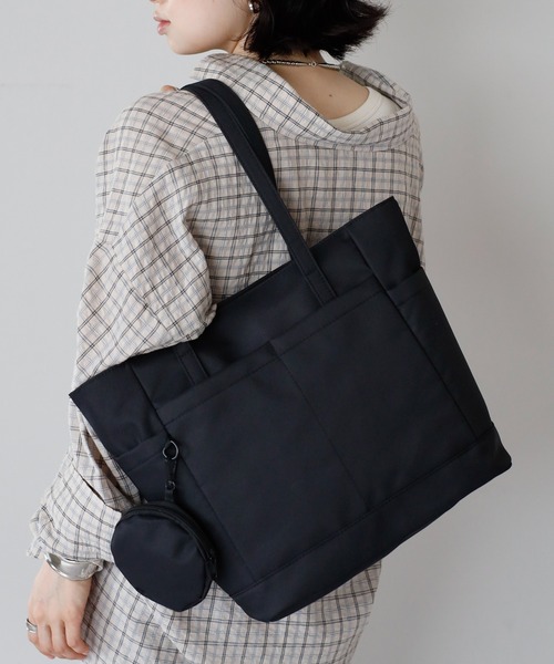 &MARKS(アンドマークス)の「N29【軽量/ポーチ付き】ナイロンエブリトート(トートバッグ・レディース・ブラック/パープル/ベージュ/グリーン・FREE)」の1枚目の写真