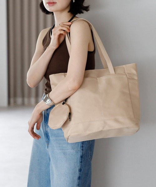 &MARKS(アンドマークス)の「N29【軽量/ポーチ付き】ナイロンエブリトート(トートバッグ・レディース・ブラック/パープル/ベージュ/グリーン・FREE)」の16枚目の写真