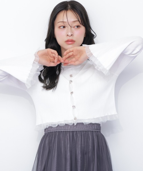 JILL by JILL STUART（ジルバイジルスチュアート）の「＜アンサンブル対応＞シアートリムショートカーディガン（ニット/セーター・レディース・ピンク系その他/ブラック/ホワイト/ホワイト系その他・FREE）」の19枚目の写真