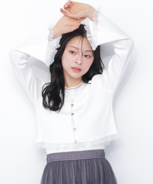 JILL by JILL STUART（ジルバイジルスチュアート）の「＜アンサンブル対応＞シアートリムショートカーディガン（ニット/セーター・レディース・ピンク系その他/ブラック/ホワイト/ホワイト系その他・FREE）」の18枚目の写真