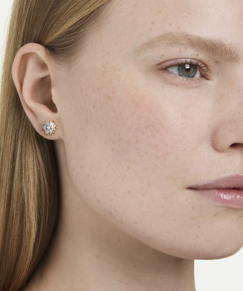 SWAROVSKI(スワロフスキー)の「【公式】【スワロフスキー】Magic スタッドピアス, ミックスカット, スノーフレーク, ホワイト, 18Kゴールドコーティング(ピアス(両耳用)・レディース・ゴールド系・ONE SIZE)」の2枚目の写真