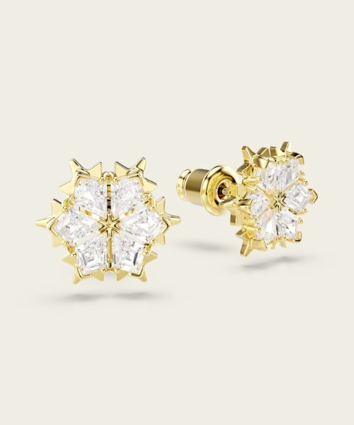 SWAROVSKI(スワロフスキー)の「【公式】【スワロフスキー】Magic スタッドピアス, ミックスカット, スノーフレーク, ホワイト, 18Kゴールドコーティング(ピアス(両耳用)・レディース・ゴールド系・ONE SIZE)」の4枚目の写真
