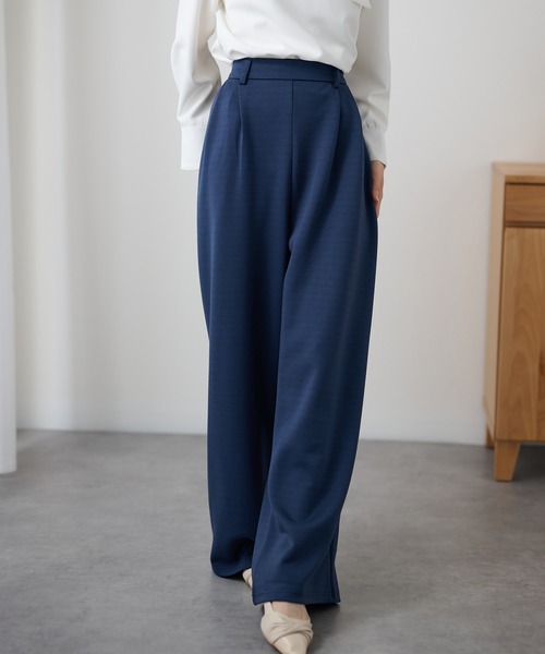 DAYRA(デイラ)の「ダブルタック ストレッチ ベルトループ付き ワイド パンツ(Tシャツ/カットソー・レディース・ダークグレー/ネイビー/ブラック・160/165/155)」の3枚目の写真