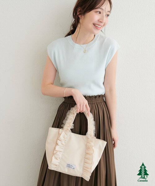 natural couture(ナチュラルクチュール)の「【WOODS × natural couture】ショルダー付きフリルミニトート(トートバッグ・レディース・ピンク/ブルー/ブラック/アイボリー・FREE)」の20枚目の写真