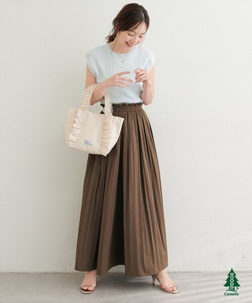 natural couture(ナチュラルクチュール)の「【WOODS × natural couture】ショルダー付きフリルミニトート(トートバッグ・レディース・ピンク/ブルー/ブラック/アイボリー・FREE)」の19枚目の写真