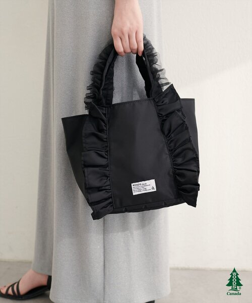 natural couture(ナチュラルクチュール)の「【WOODS × natural couture】ショルダー付きフリルミニトート(トートバッグ・レディース・ピンク/ブルー/ブラック/アイボリー・FREE)」の11枚目の写真