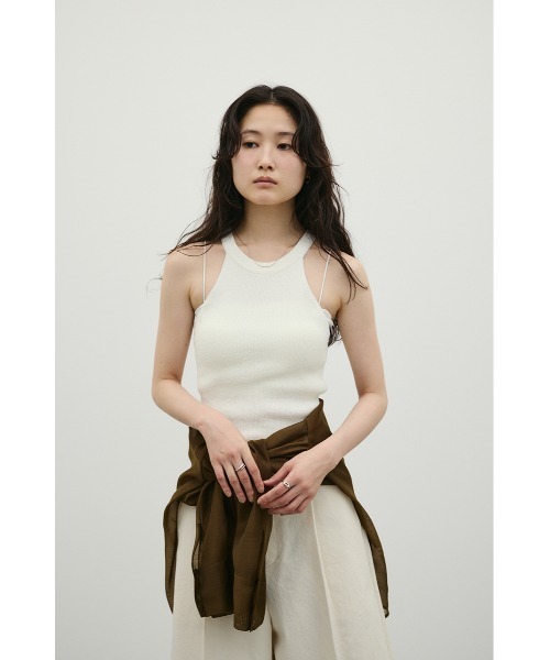 STYLEMIXER(スタイルミキサー)の「アメスリブークレニットトップ(タンクトップ・レディース・ホワイト/チャコールグレー/レッド・FREE)」の8枚目の写真