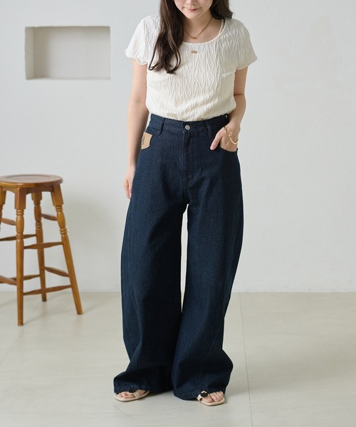 apres jour clair(アプレジュールクレア)の「【apres jour clair】デザインカーブデニムパンツ(デニムパンツ・レディース・インディゴブルー/ライトブルー/オフホワイト・SMALL/MEDIUM/LARGE)」の9枚目の写真