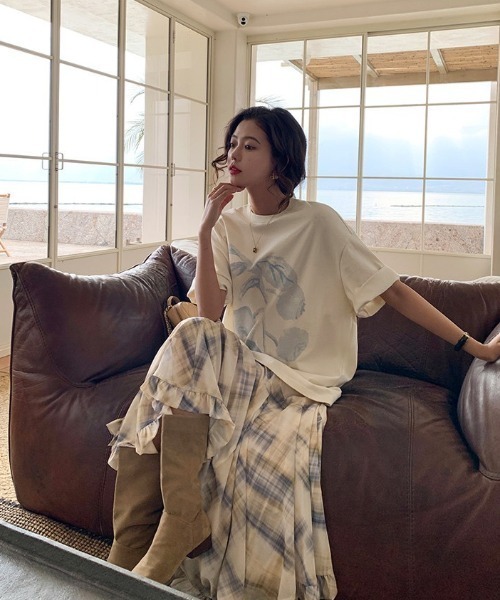 CHUN CHUN NOTES(チュンチュンノーツ)の「26SS/フルーツプリントコットンルーズTシャツ(Tシャツ/カットソー・レディース・グレー/ホワイト・F)」の8枚目の写真