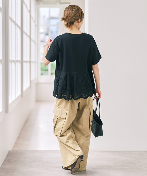Spick & Span(スピックアンドスパン)の「《一部店舗+WEB限定》カットワークレースペプラムTシャツ(Tシャツ/カットソー・レディース・ブラック/ホワイト・FREE)」の16枚目の写真