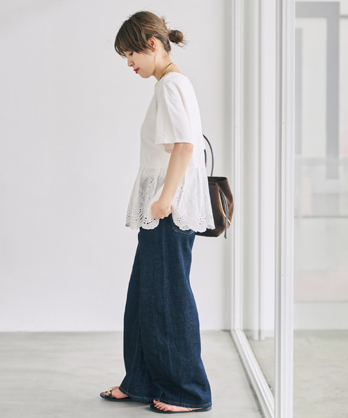 Spick & Span(スピックアンドスパン)の「《一部店舗+WEB限定》カットワークレースペプラムTシャツ(Tシャツ/カットソー・レディース・ブラック/ホワイト・FREE)」の22枚目の写真