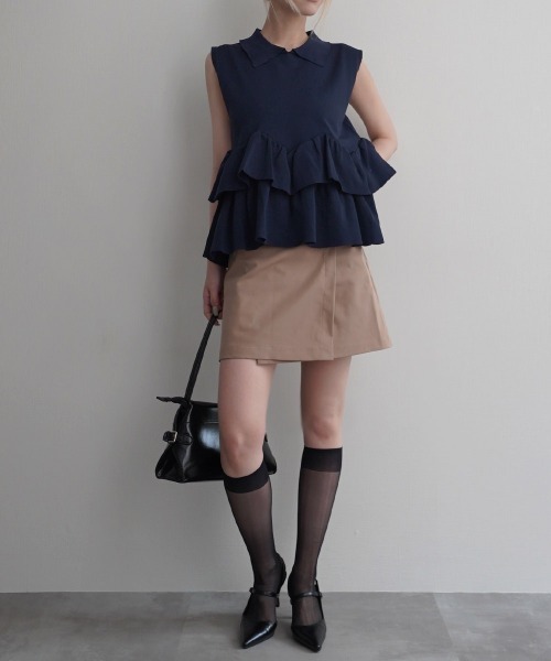 Rashik(ラシク)の「【Rashik】裾ペプラムポロトップス(Tシャツ/カットソー・レディース・ホワイト/ブラウン/ネイビー・FREE)」の10枚目の写真