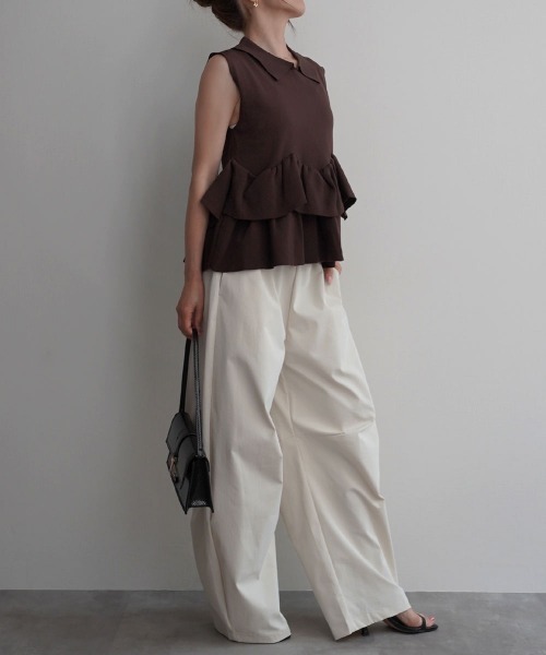 Rashik(ラシク)の「【Rashik】裾ペプラムポロトップス(Tシャツ/カットソー・レディース・ホワイト/ブラウン/ネイビー・FREE)」の18枚目の写真