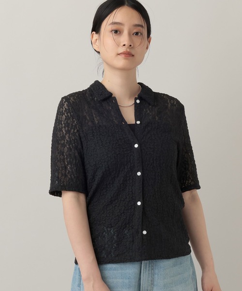 A part by(アパートバイ)の「レースエリツキプルオーバー_5分袖(Tシャツ/カットソー・レディース・ブラック/ライトベージュ/オフホワイト・FREE)」の3枚目の写真