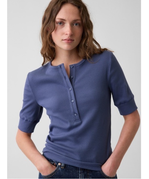 GAP(ギャップ)の「リブ ヘンリートップス(Tシャツ/カットソー・レディース・ブルー/ホワイト/ブラック・XS/L/S/XL/M/XXS)」の8枚目の写真