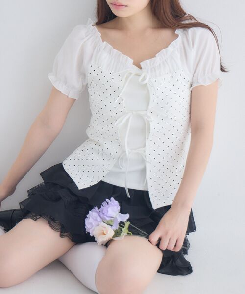 Hostia様購入専用 ドット柄レイヤード風CT（Tシャツ/カットソー）｜ems excite（エムズ