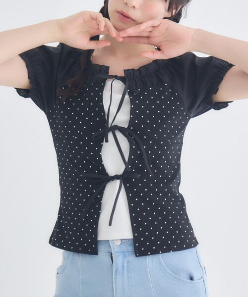 ウエサコミエコ★ドット柄★半袖★シャツ ドット柄レイヤード風CT（Tシャツ/カットソー）｜ems excite（エムズ