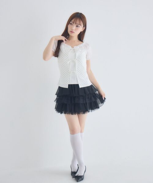 ems excite(エムズエキサイト)の「ドット柄レイヤード風CT(Tシャツ/カットソー・レディース・ホワイト系その他/ブラック系その他4/ブラウン系その他4・FREE)」の4枚目の写真