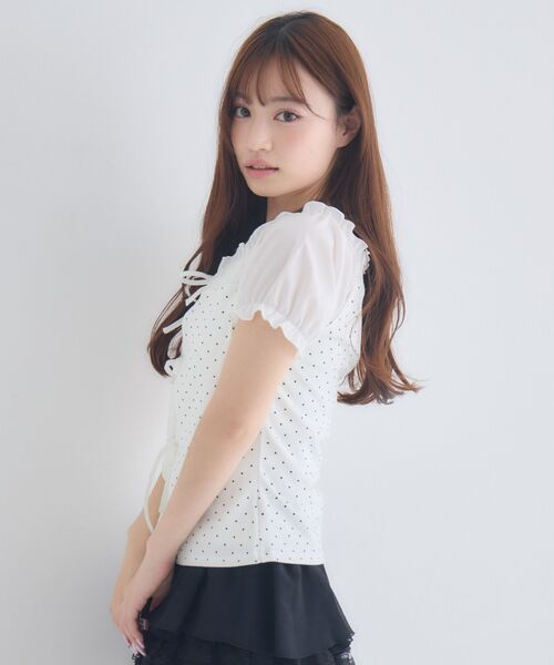 ems excite(エムズエキサイト)の「ドット柄レイヤード風CT(Tシャツ/カットソー・レディース・ホワイト系その他/ブラック系その他4/ブラウン系その他4・FREE)」の9枚目の写真