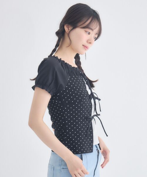 ems excite(エムズエキサイト)の「ドット柄レイヤード風CT(Tシャツ/カットソー・レディース・ホワイト系その他/ブラック系その他4/ブラウン系その他4・FREE)」の11枚目の写真