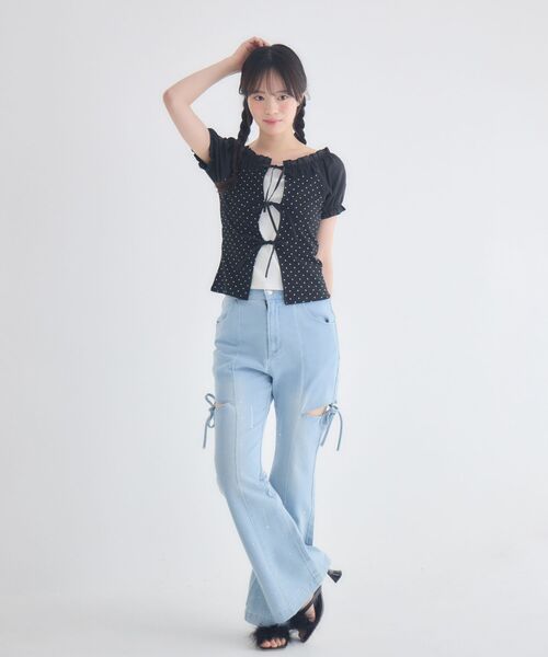 ems excite(エムズエキサイト)の「ドット柄レイヤード風CT(Tシャツ/カットソー・レディース・ホワイト系その他/ブラック系その他4/ブラウン系その他4・FREE)」の13枚目の写真