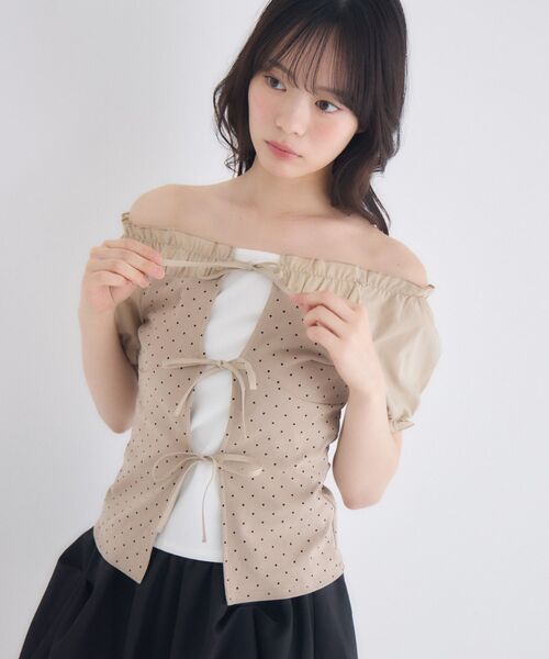 ems excite(エムズエキサイト)の「ドット柄レイヤード風CT(Tシャツ/カットソー・レディース・ホワイト系その他/ブラック系その他4/ブラウン系その他4・FREE)」の15枚目の写真