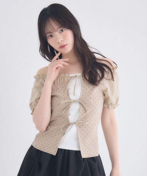 ems excite(エムズエキサイト)の「ドット柄レイヤード風CT(Tシャツ/カットソー・レディース・ホワイト系その他/ブラック系その他4/ブラウン系その他4・FREE)」の16枚目の写真
