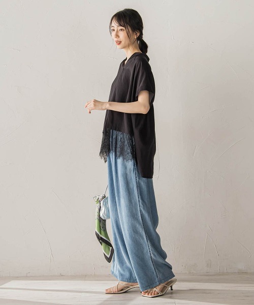 Droite lautreamont(ドロワットロートレアモン)の「【WEB限定】キーネックレース切替ブラウス(シャツ/ブラウス・レディース・ボルドー/ベージュ/ブラック・M)」の11枚目の写真