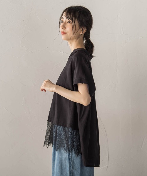 Droite lautreamont(ドロワットロートレアモン)の「【WEB限定】キーネックレース切替ブラウス(シャツ/ブラウス・レディース・ボルドー/ベージュ/ブラック・M)」の7枚目の写真
