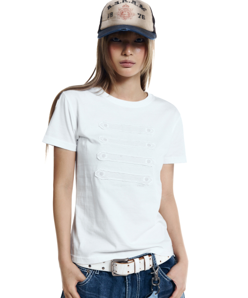 AAKAM(アーカム)の「Napoleon Corded Half Top (White)(Tシャツ/カットソー・レディース・その他・1/2/3)」の3枚目の写真