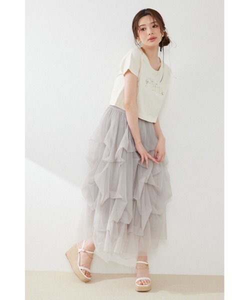 rienda(リエンダ)の「ランダムギャザーチュールスカート 秋服 冬服(スカート・レディース・ホワイト/ライトグレー/ブラウン・SMALL/MEDIUM)」の11枚目の写真