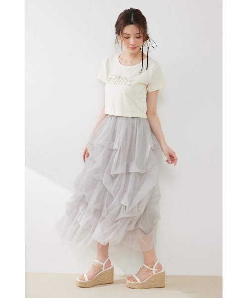 rienda(リエンダ)の「ランダムギャザーチュールスカート 秋服 冬服(スカート・レディース・ホワイト/ライトグレー/ブラウン・SMALL/MEDIUM)」の12枚目の写真