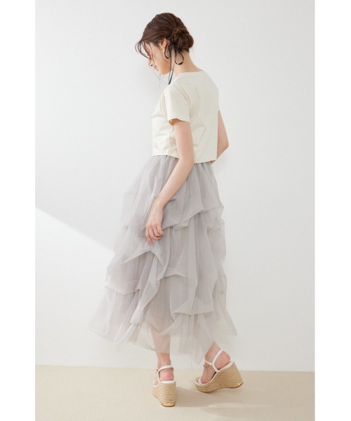 rienda(リエンダ)の「ランダムギャザーチュールスカート 秋服 冬服(スカート・レディース・ホワイト/ライトグレー/ブラウン・SMALL/MEDIUM)」の13枚目の写真