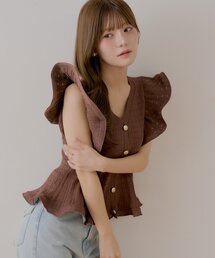 セール】【SALON by Chico】ローズチュールペプラムブラウス（シャツ