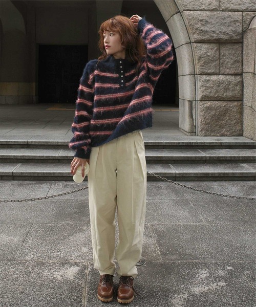 miette(ミエット)の「プチハイヘンリーネックシャギーニットプルオーバー(ニット/セーター・レディース・カーキ/ブラウン/ネイビー・FREE)」の17枚目の写真
