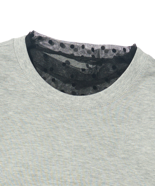 CARGOBROS FOR WOMAN(カーゴブロスフォーウィメン)の「ドットシースルーロングスリーブレイヤードカジュアル半袖Tシャツセット(ブラック/メランジ)(Tシャツ/カットソー・レディース・その他・FREE)」の5枚目の写真