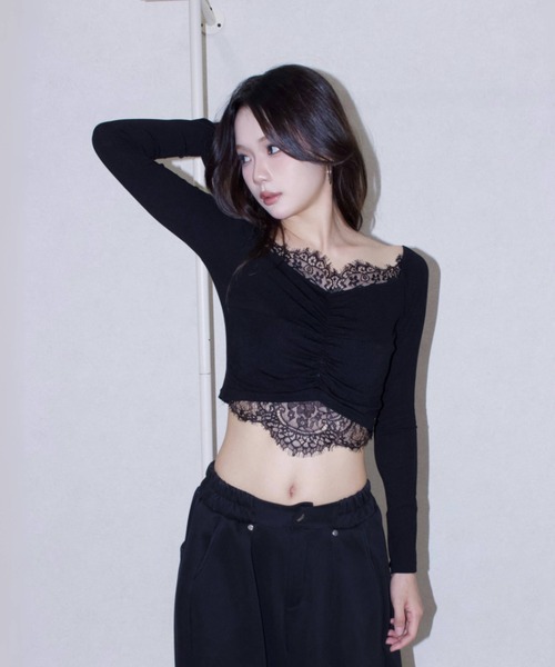 REINE NOIRE(レーヌノワール)の「black lace tops. / ブラック レース トップス(Tシャツ/カットソー・レディース・ブラック・FREE)」の9枚目の写真