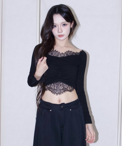 REINE NOIRE(レーヌノワール)の「black lace tops. / ブラック レース トップス(Tシャツ/カットソー・レディース・ブラック・FREE)」の6枚目の写真