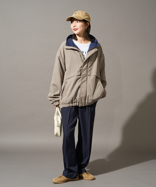 FREAK'S STORE(フリークスストア)の「限定展開 DISCUS ATHLETIC × FREAK'S STORE/ディスカスアスレチック 別注 ナイロン 裏配色 フリース スタンドカラー ブルゾン(その他アウター・レディース・オリーブ/ブラック/ベージュ・フリ-)」の16枚目の写真