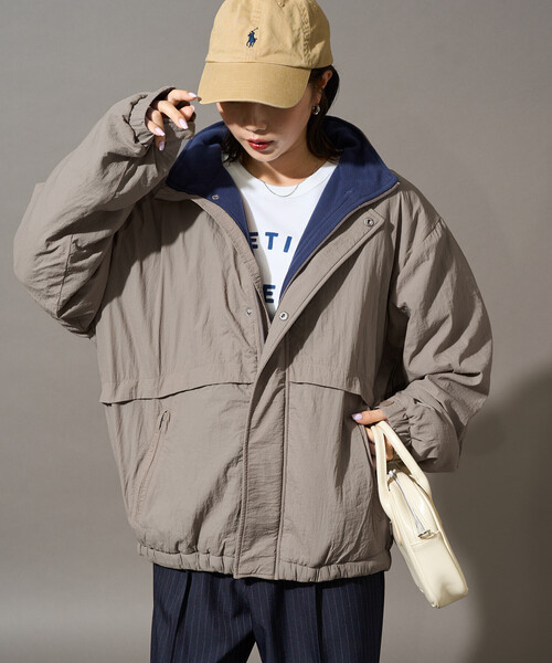 FREAK'S STORE(フリークスストア)の「限定展開 DISCUS ATHLETIC × FREAK'S STORE/ディスカスアスレチック 別注 ナイロン 裏配色 フリース スタンドカラー ブルゾン(その他アウター・レディース・オリーブ/ブラック/ベージュ・フリ-)」の19枚目の写真
