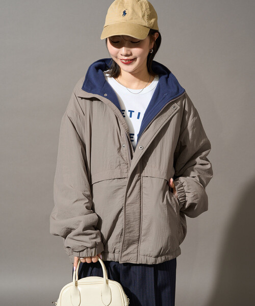 FREAK'S STORE(フリークスストア)の「限定展開 DISCUS ATHLETIC × FREAK'S STORE/ディスカスアスレチック 別注 ナイロン 裏配色 フリース スタンドカラー ブルゾン(その他アウター・レディース・オリーブ/ブラック/ベージュ・フリ-)」の10枚目の写真