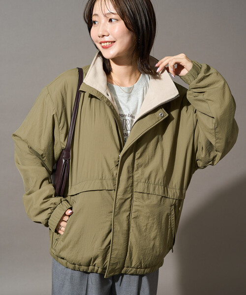 FREAK'S STORE(フリークスストア)の「限定展開 DISCUS ATHLETIC × FREAK'S STORE/ディスカスアスレチック 別注 ナイロン 裏配色 フリース スタンドカラー ブルゾン(その他アウター・レディース・オリーブ/ブラック/ベージュ・フリ-)」の6枚目の写真