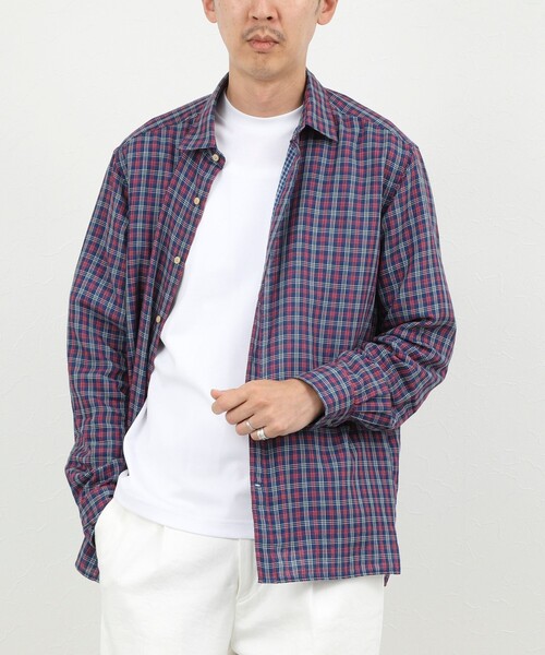 NOLLEY’S(ノーリーズ)の「ダブルガーゼ レギュラーカラーオーバーシャツ 26AW(シャツ/ブラウス・メンズ・アイボリー/ネイビー/グレイッシュブルー・XL/L/M/S)」の3枚目の写真