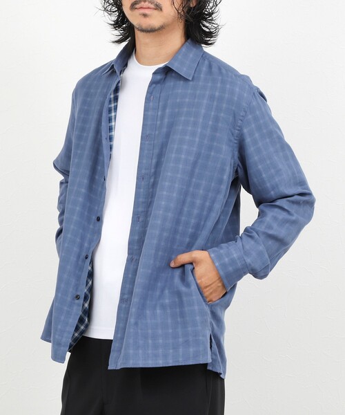 NOLLEY’S(ノーリーズ)の「ダブルガーゼ レギュラーカラーオーバーシャツ 26AW(シャツ/ブラウス・メンズ・アイボリー/ネイビー/グレイッシュブルー・XL/L/M/S)」の1枚目の写真