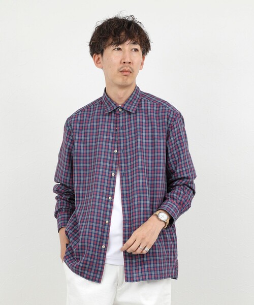 NOLLEY’S(ノーリーズ)の「ダブルガーゼ レギュラーカラーオーバーシャツ 26AW(シャツ/ブラウス・メンズ・アイボリー/ネイビー/グレイッシュブルー・XL/L/M/S)」の18枚目の写真