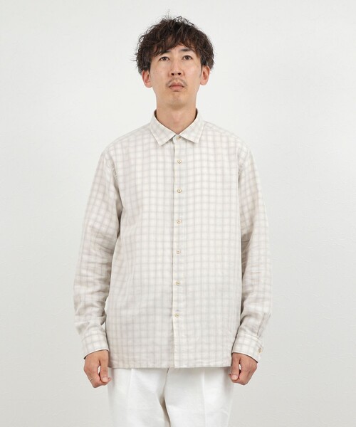 NOLLEY’S(ノーリーズ)の「ダブルガーゼ レギュラーカラーオーバーシャツ 26AW(シャツ/ブラウス・メンズ・アイボリー/ネイビー/グレイッシュブルー・XL/L/M/S)」の17枚目の写真