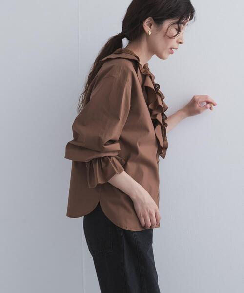 URBAN RESEARCH DOORS(アーバンリサーチドアーズ)の「レースラッフルブラウス(シャツ/ブラウス・レディース・ブラウン/オフホワイト・FREE)」の15枚目の写真