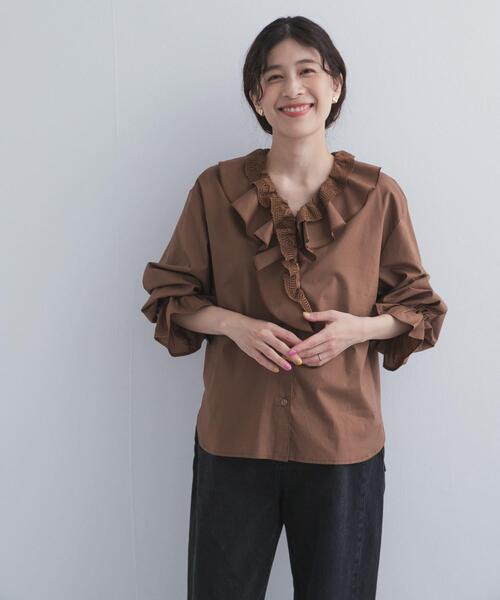 URBAN RESEARCH DOORS(アーバンリサーチドアーズ)の「レースラッフルブラウス(シャツ/ブラウス・レディース・ブラウン/オフホワイト・FREE)」の17枚目の写真