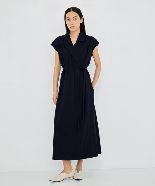 AKIRANAKA(アキラナカ)の「【AKIRANAKA/アキラナカ】Silva combi tex jersey dress BL(シャツワンピース・レディース・ブルー/ネイビー/ブラック・2/1)」の1枚目の写真